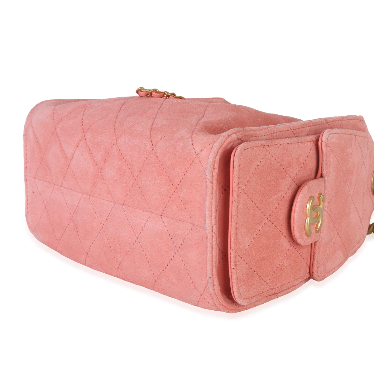Chanel Pink Quilted Suede Mini  25 Hobo Handbag box