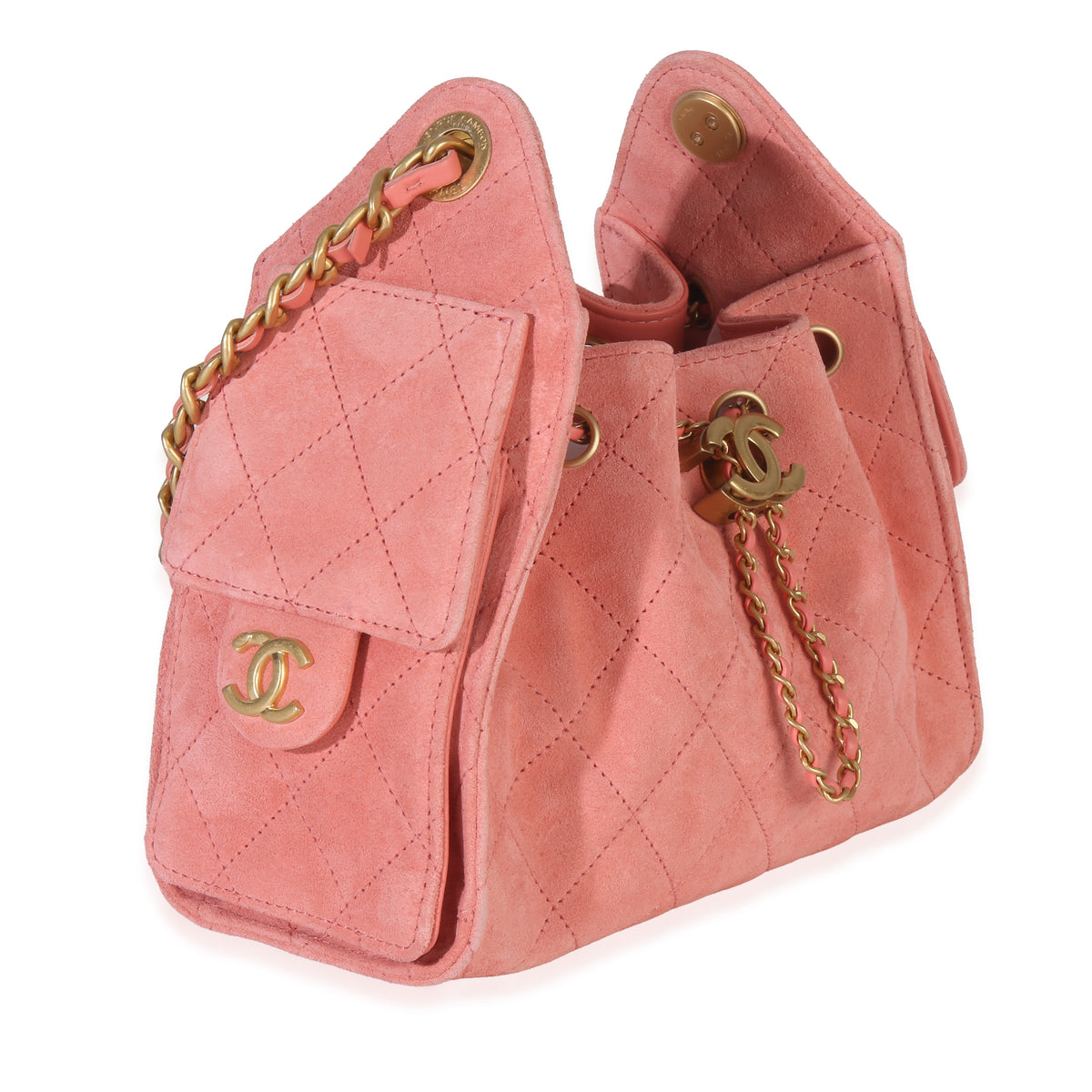Chanel Pink Quilted Suede Mini  25 Hobo Handbag pv