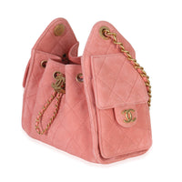 Chanel Pink Quilted Suede Mini  25 Hobo Handbag sv