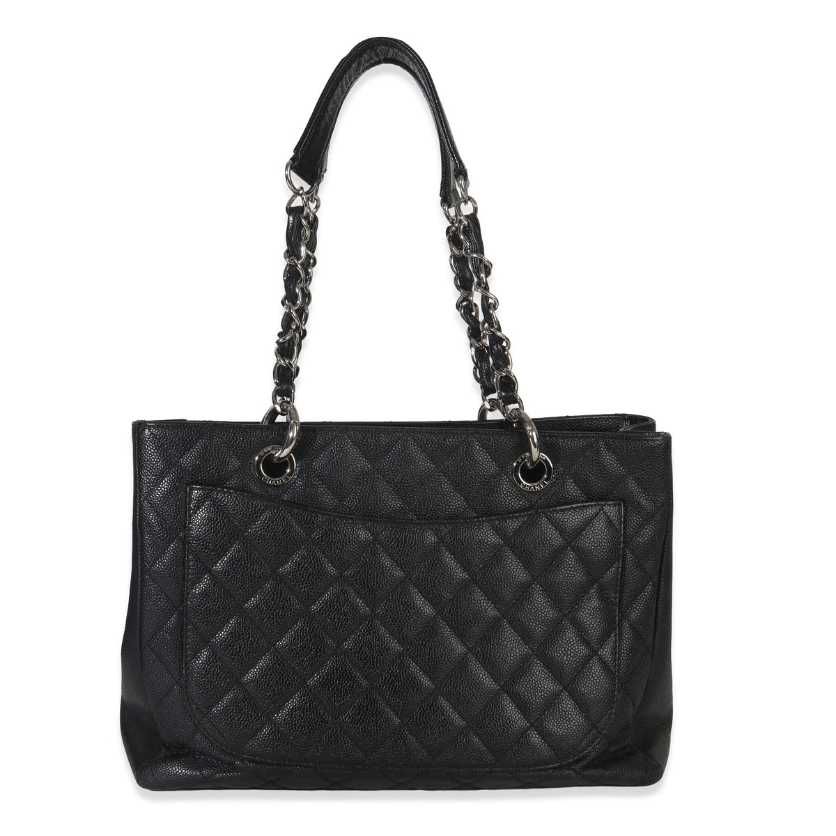 Chanel Black Quilted Caviar Grand Shopper Tote Handbag bv