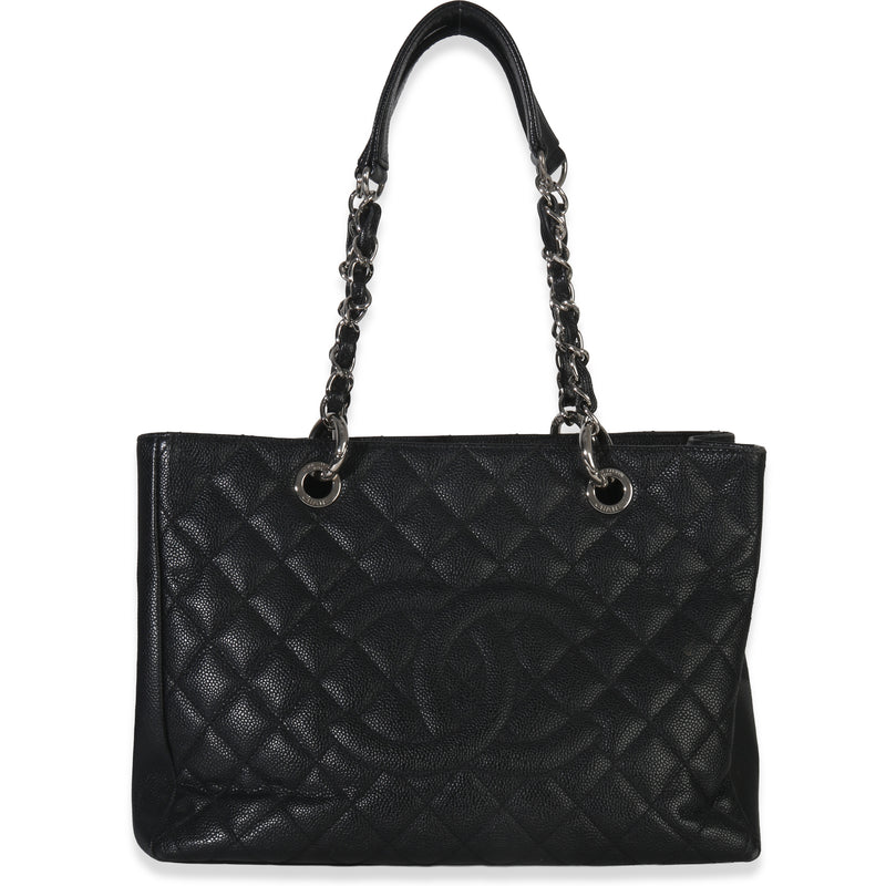 Chanel Black Quilted Caviar Grand Shopper Tote Handbag fv