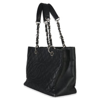 Chanel Black Quilted Caviar Grand Shopping Tote Handbag sv