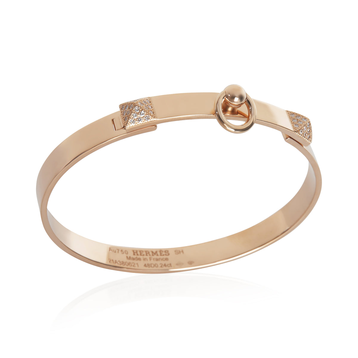 Hermès Rose Gold Diamond Collier de Chien Bracelet bv