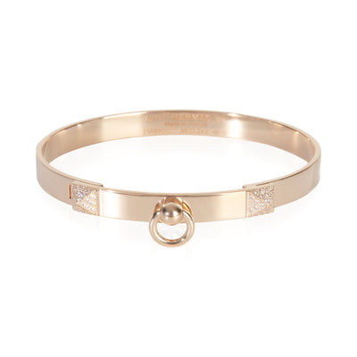 Hermès Rose Gold Diamond Collier de Chien Bracelet fv