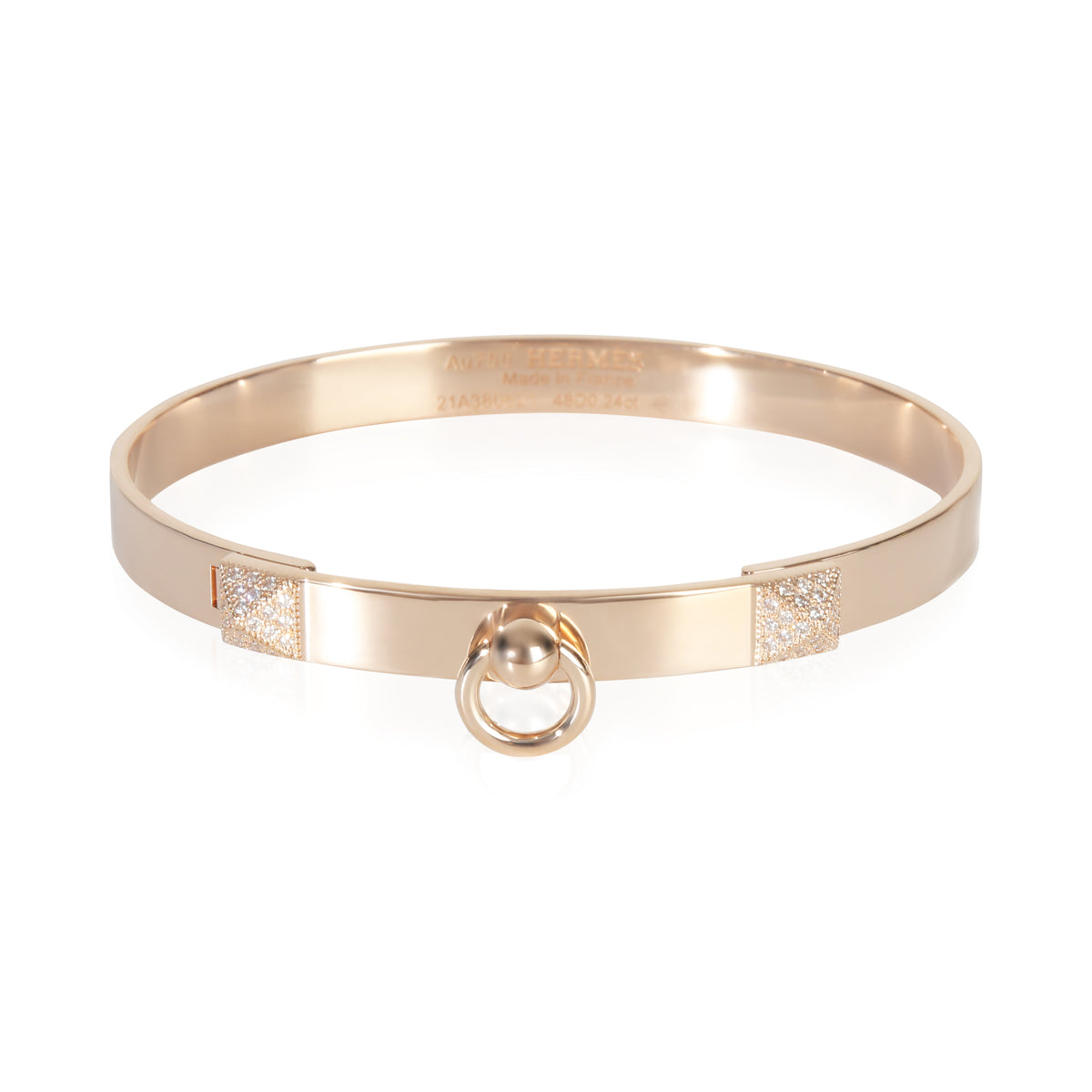 Hermès Rose Gold Diamond Collier de Chien Bracelet fv