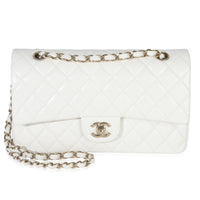 Chanel White Quilted Caviar Medium Classic Double Flap Bag Handbag fv