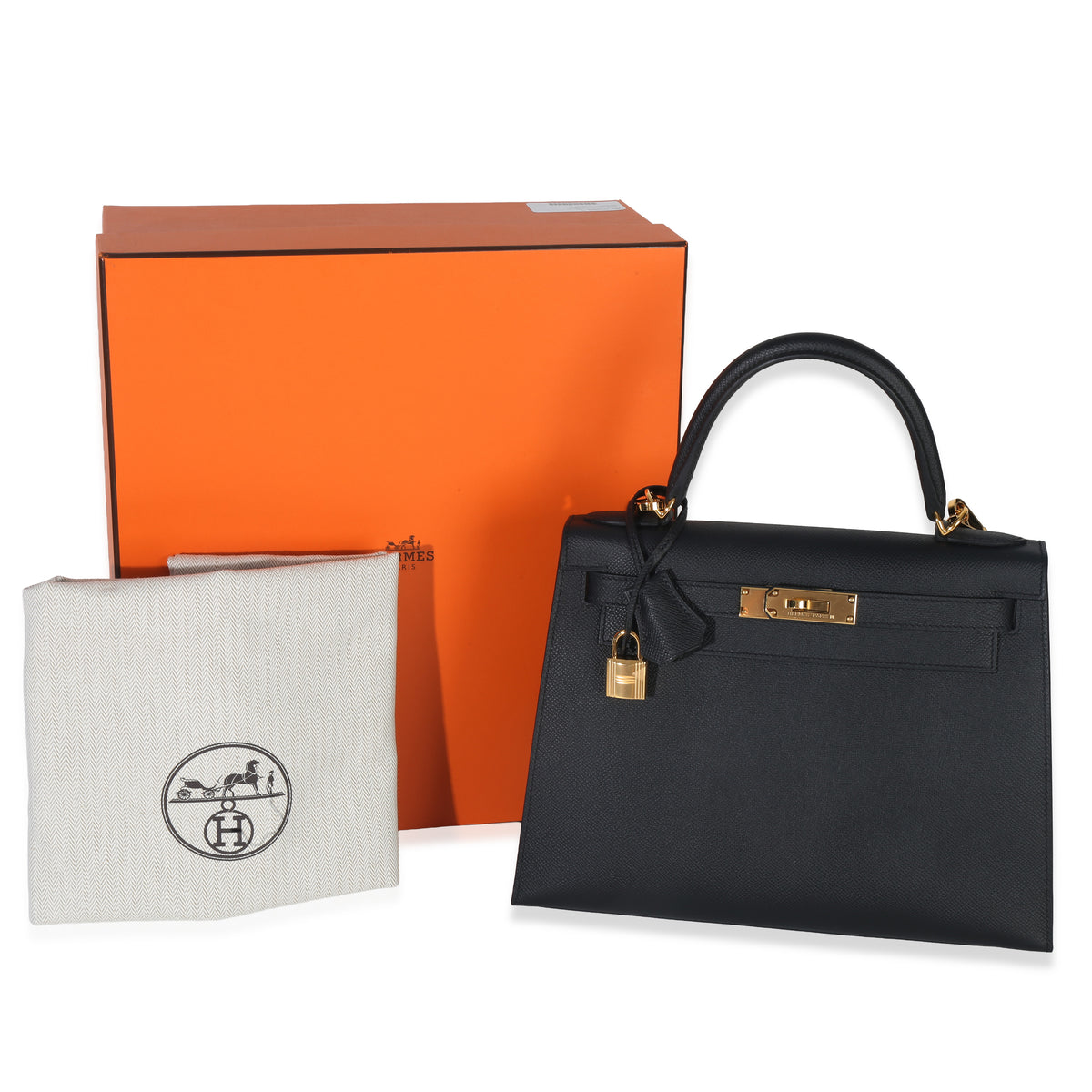 Hermès Black Epsom Kelly Sellier 28 GHW Handbag ad1