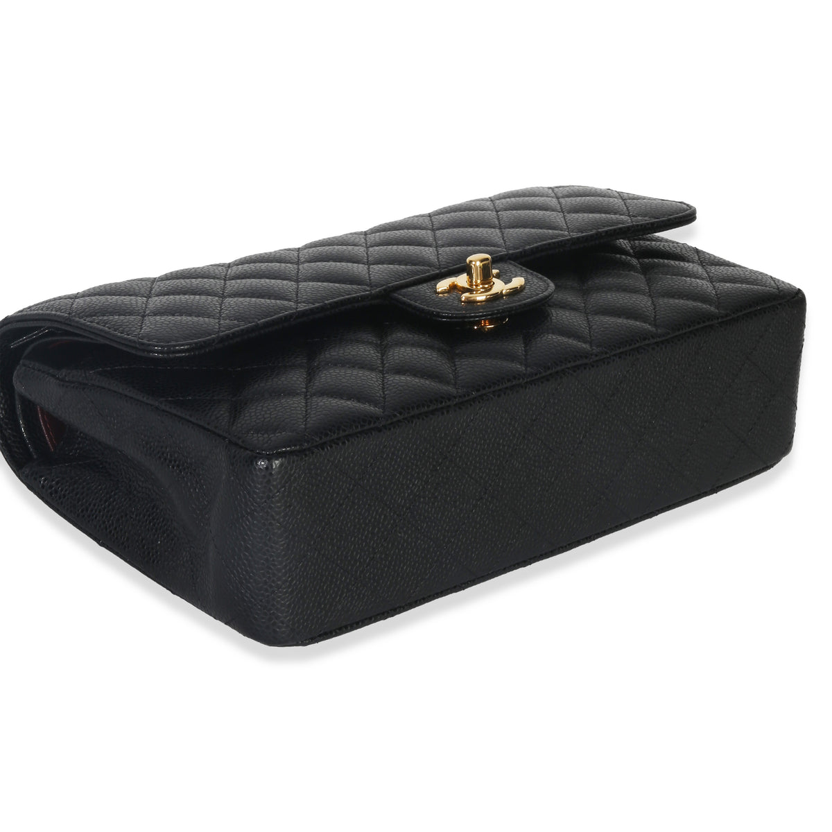 Chanel Black Quilted Caviar Medium Classic Double Flap Handbag Handbag clasp