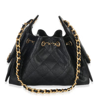 Chanel Black Quilted Caviar Mini  25 Hobo Handbag Handbag bv