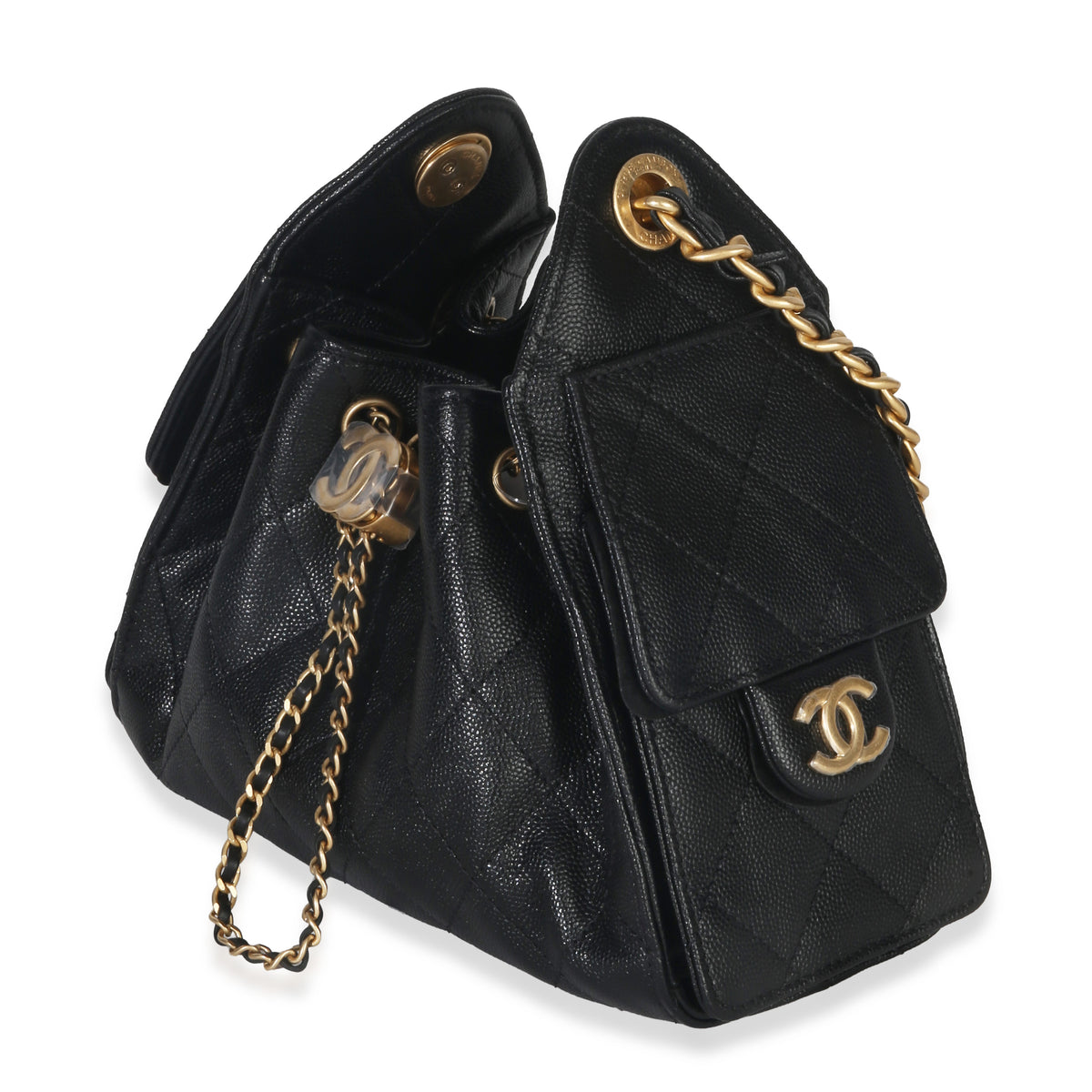 Chanel Black Quilted Caviar Mini  25 Hobo Handbag Handbag pv