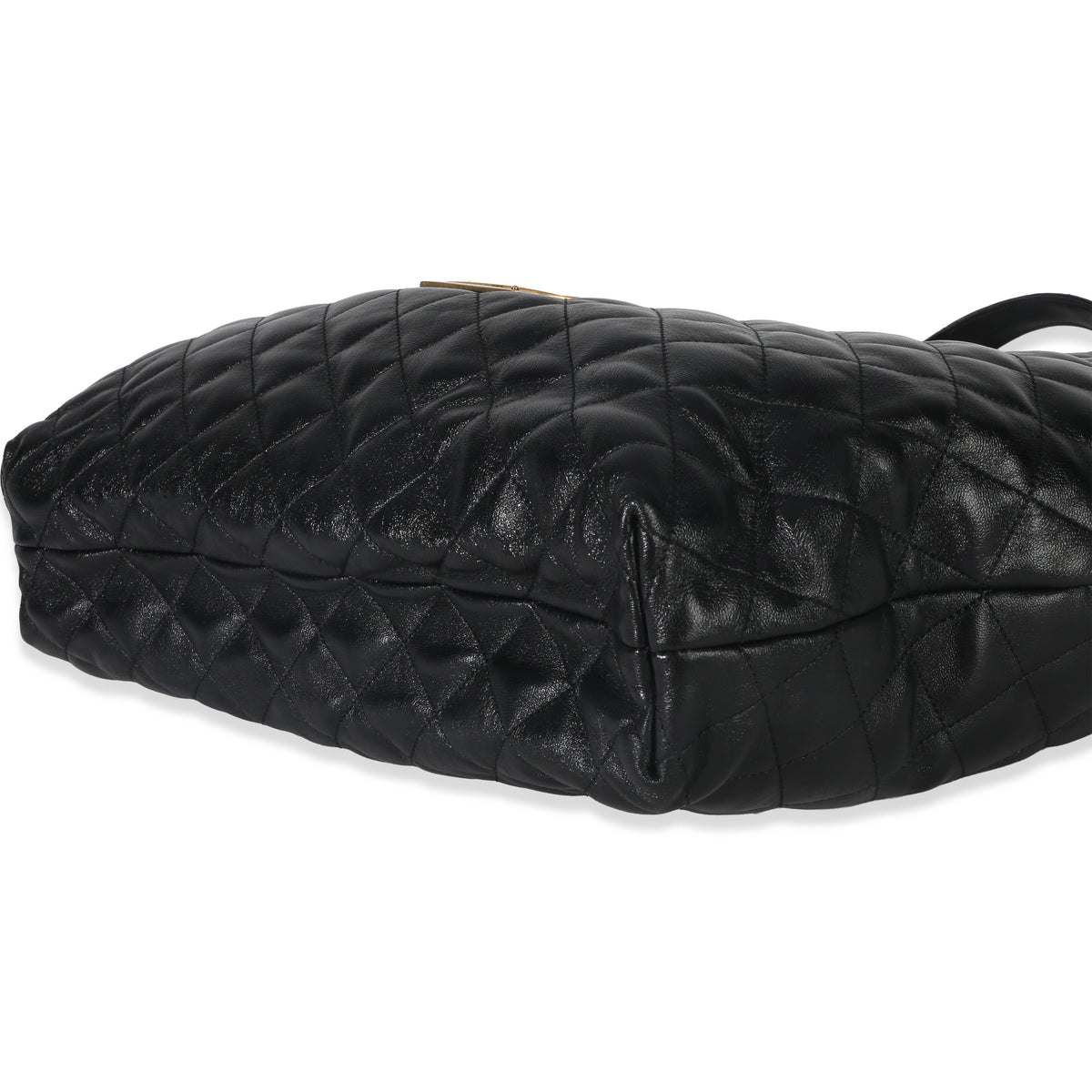 Saint Laurent Black Quilted Lambskin Maxi Icare Shopping Tote Handbag clasp