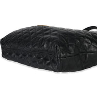 Saint Laurent Black Quilted Lambskin Maxi Icare Shopping Tote Handbag clasp