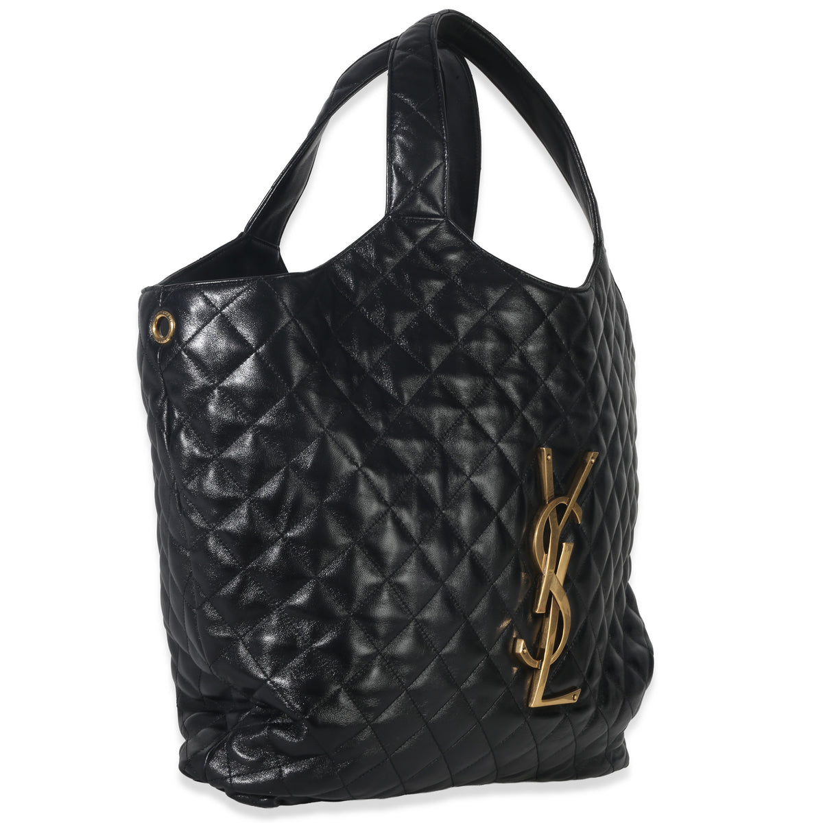 Saint Laurent Black Quilted Lambskin Maxi Icare Shopping Tote Handbag pv