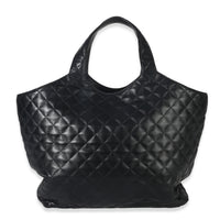 Saint Laurent Black Quilted Lambskin Maxi Icare Shopping Tote Handbag stamp