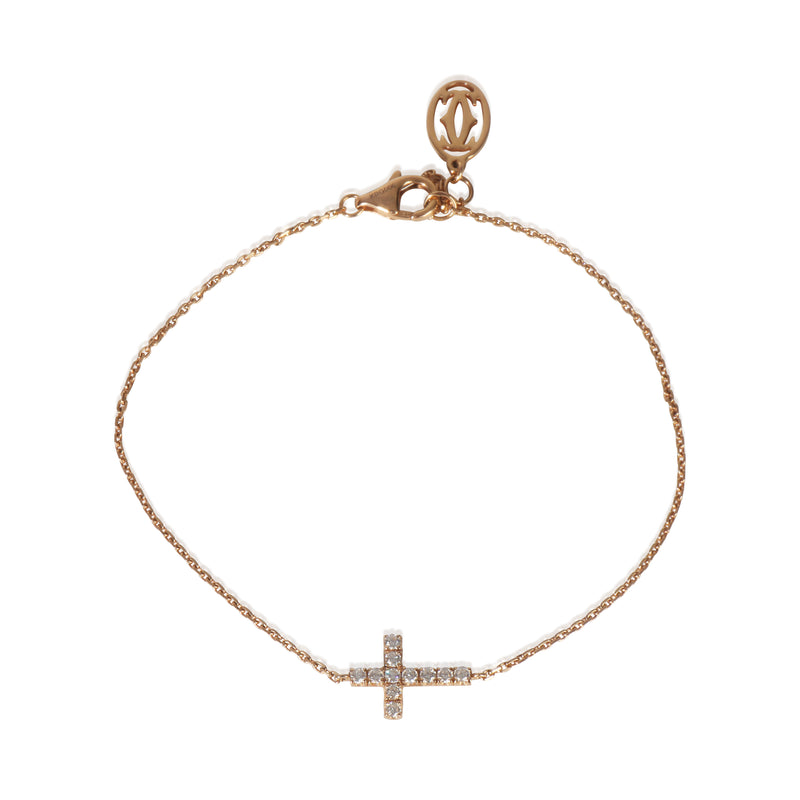 Cartier Rose Gold Diamond Symbols Cross Bracelet fv