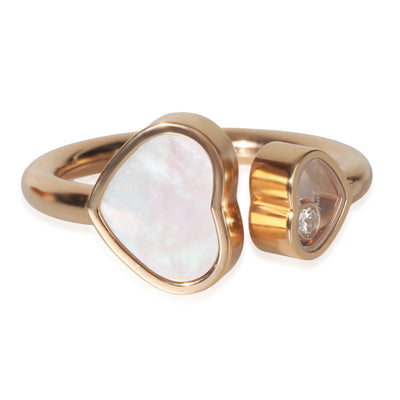 Chopard Rose Gold Mother Of Pearl and Diamond Happy Heart Ring fv