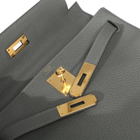 Hermès Gris Meyer Clemence Retourne Kelly 28 GHW Handbag ad2