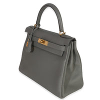 Hermès Gris Meyer Clemence Retourne Kelly 28 GHW Handbag pv