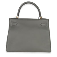 Hermès Gris Meyer Clemence Retourne Kelly 28 GHW Handbag stamp