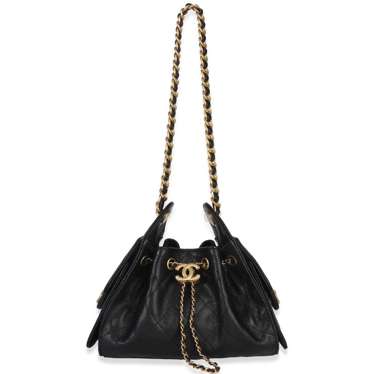 Chanel 26P Black Quilted Caviar Mini  25 Hobo Handbag Handbag ad1