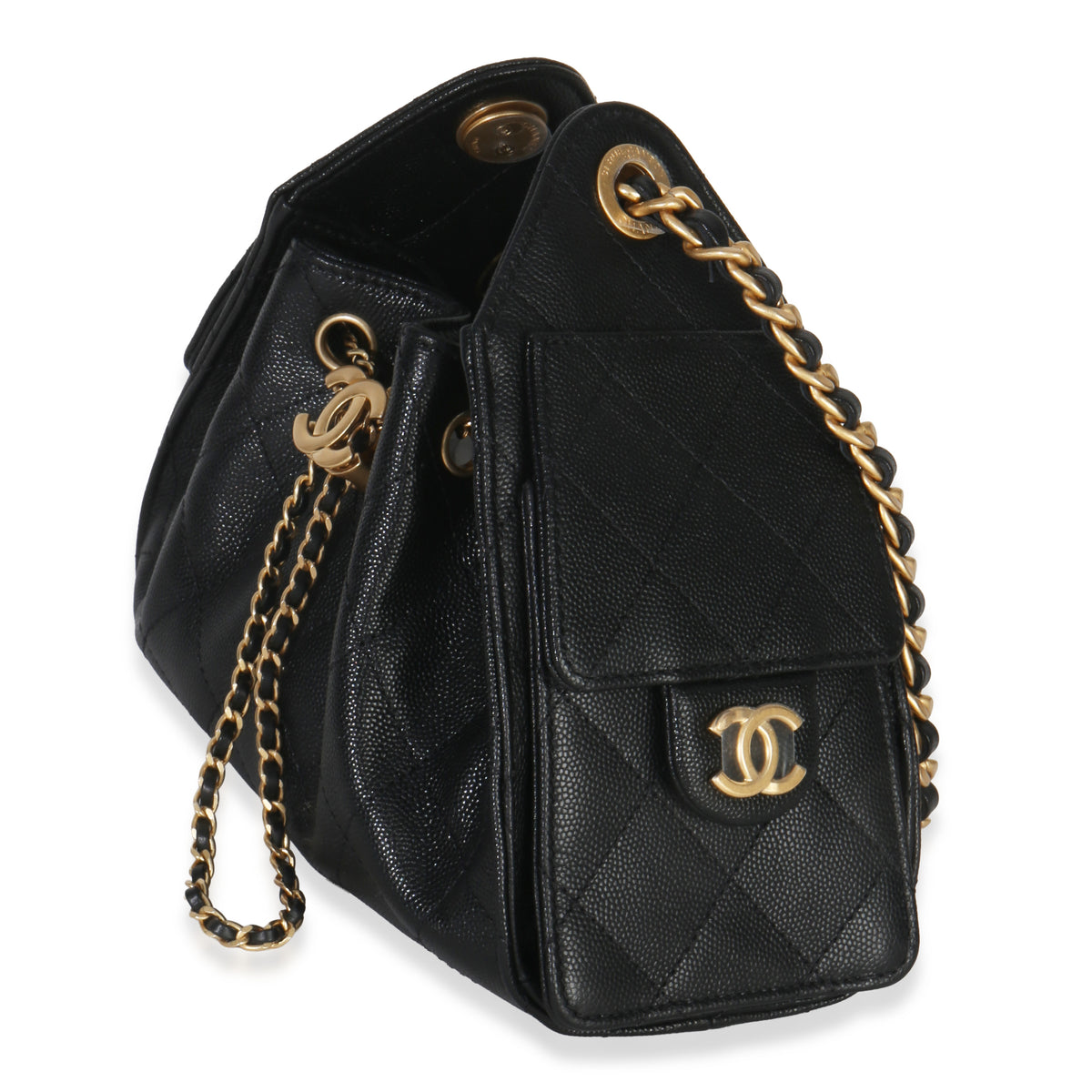 Chanel 26P Black Quilted Caviar Mini  25 Hobo Handbag Handbag pv