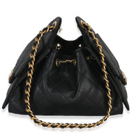 Chanel 26P Black Quilted Caviar Mini  25 Hobo Handbag Handbag stamp