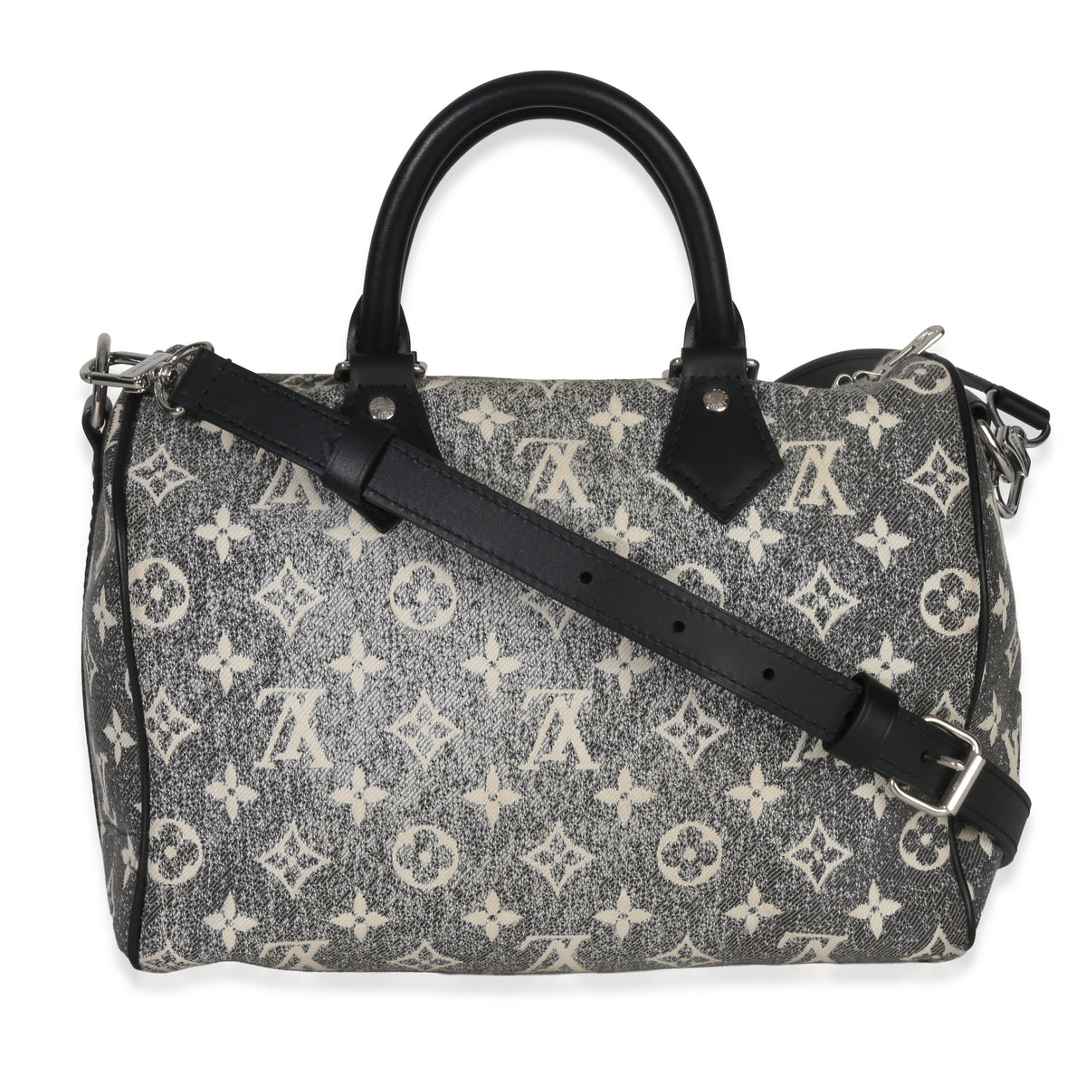 Louis Vuitton Black Monogram Denim Jacquard Speedy Bandouliere 25 Handbag bv