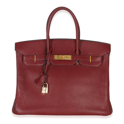 Hermès Rouge Grenat Chevre de Coromandel Birkin 35 GHW Handbag fv