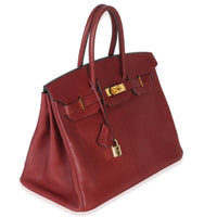 Hermès Rouge Grenat Chevre de Coromandel Birkin 35 PHW Handbag pv