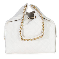 Chanel White Quilted Caviar Large  25 Hobo Handbag Handbag bv