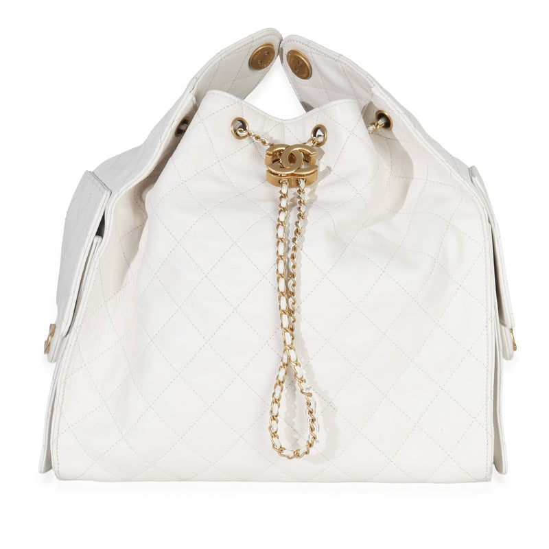 Chanel White Quilted Caviar Large  25 Hobo Handbag fv