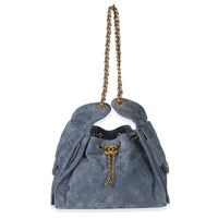 Chanel Blue Quilted Suede Small  25 Hobo Handbag ad1