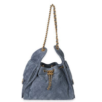 Chanel Blue Quilted Suede Small  25 Hobo Handbag av