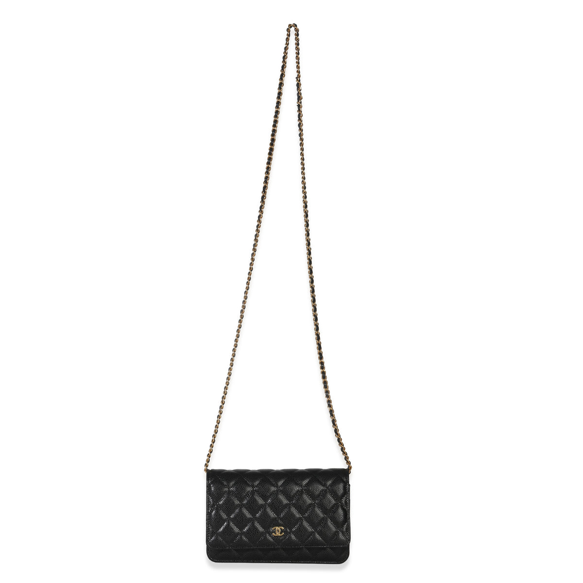 Chanel Black Quilted Caviar Classic Wallet On Chain Handbag av