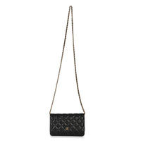 Chanel Black Quilted Caviar Classic Wallet On Chain Handbag av