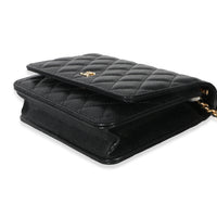 Chanel Black Quilted Caviar Classic Wallet On Chain Handbag box