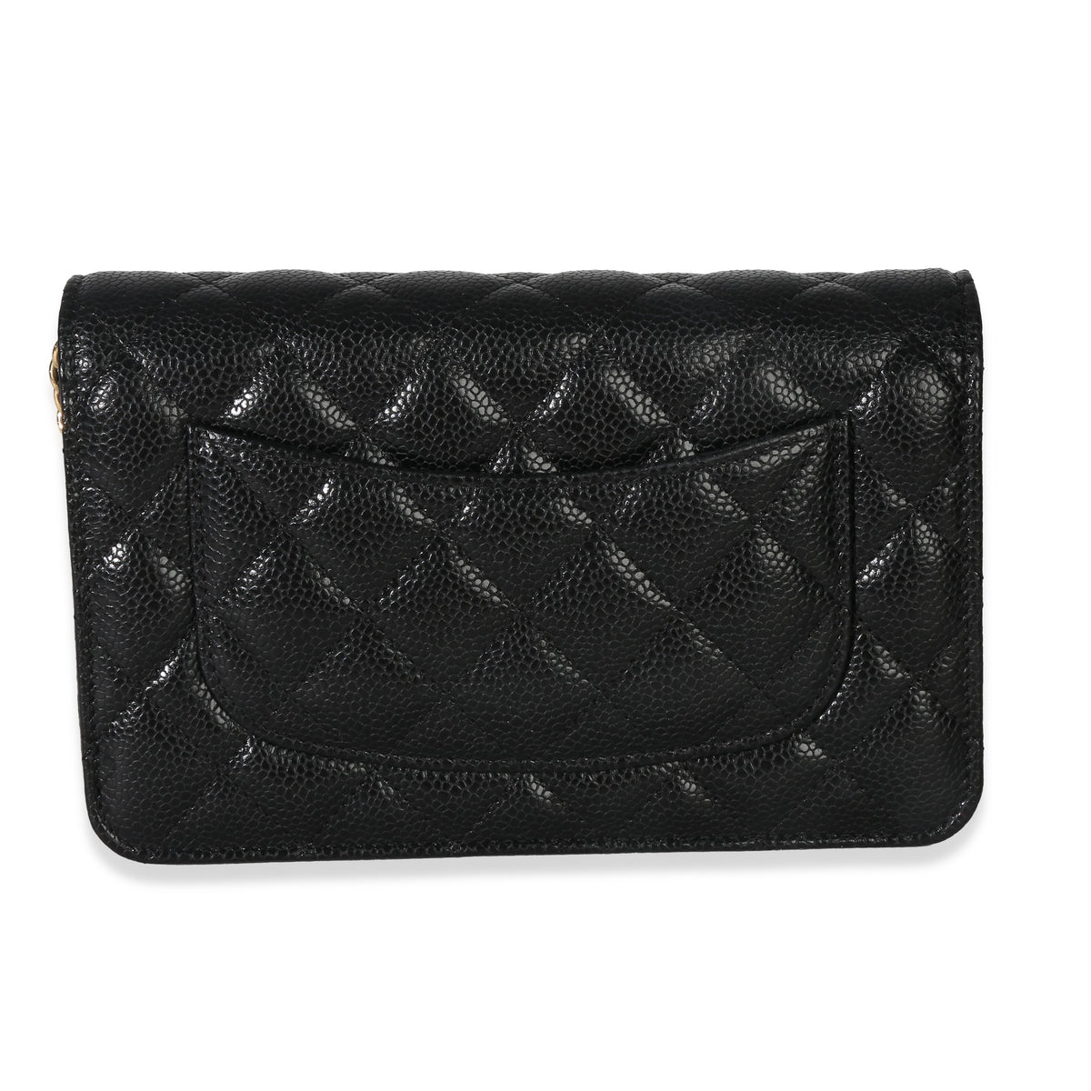 Chanel Black Quilted Caviar Classic Wallet On Chain Handbag bv