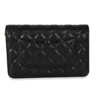 Chanel Black Quilted Caviar Classic Wallet On Chain Handbag bv