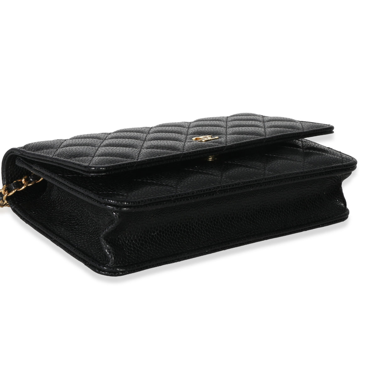 Chanel Black Quilted Caviar Classic Wallet On Chain Handbag clasp