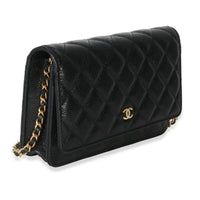 Chanel Black Quilted Caviar Classic Wallet On Chain Handbag pv