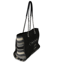 Chanel Blue Canvas Striped Small Deauville Shopping Tote Handbag sv