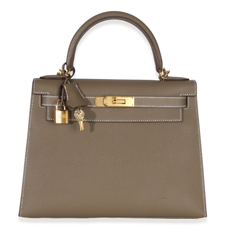 Hermès Etoupe Epsom Sellier Kelly 28 GHW Handbag fv