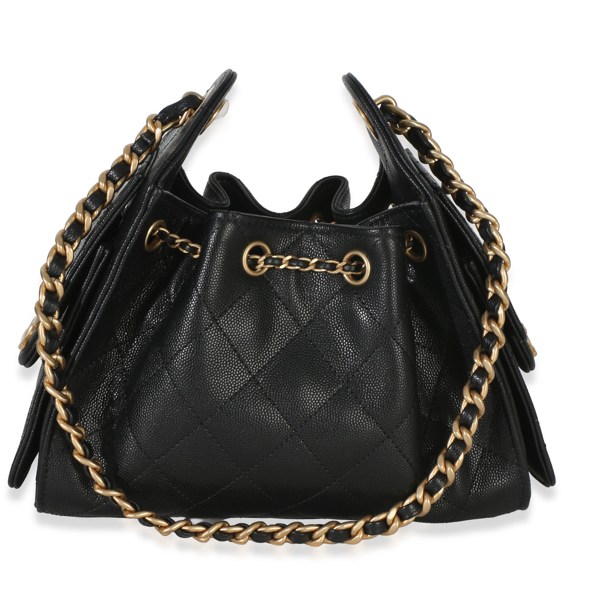 Chanel 26P Black Quilted Caviar Mini  25 Hobo Handbag Handbag bv