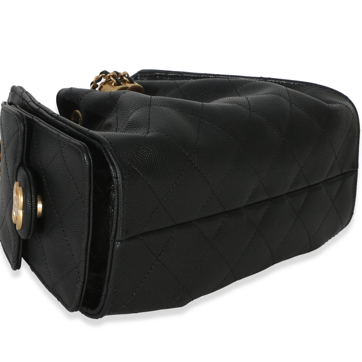 Chanel 26P Black Quilted Caviar Mini  25 Hobo Handbag Handbag clasp