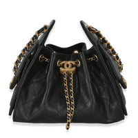 Chanel 26P Black Quilted Caviar Mini  25 Hobo Handbag Handbag fv