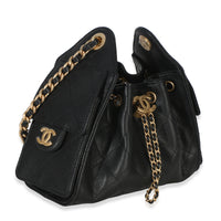 Chanel 26P Black Quilted Caviar Mini  25 Hobo Handbag Handbag pv