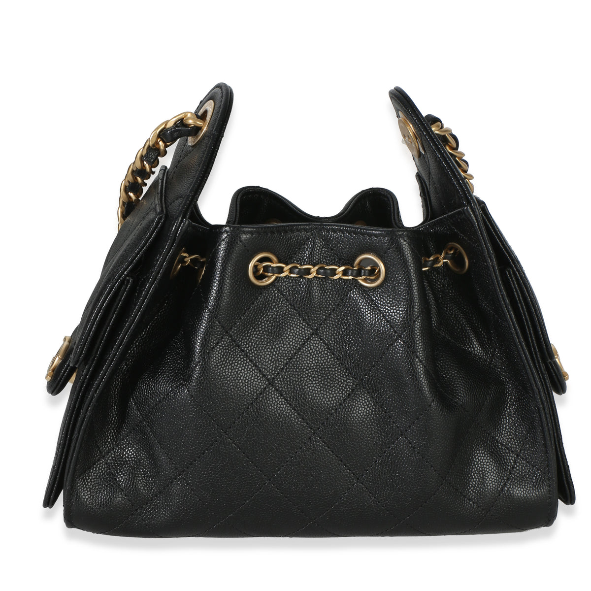 Chanel 26P Black Quilted Caviar Mini  25 Hobo Handbag Handbag bv