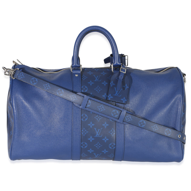 Louis Vuitton Blue Monogram Eclipse Taiga Keepall Bandouliere 45 Handbag fv