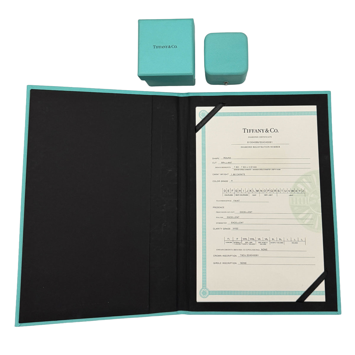 Tiffany & Co. 1.86 ct Round Brilliant Diamond Engagement Ring box