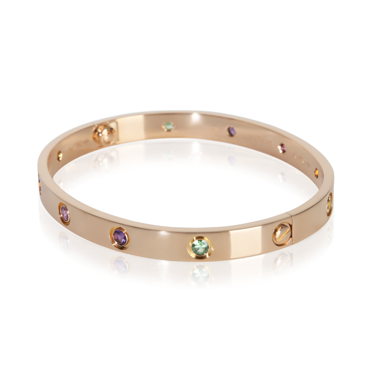 Cartier Rose Gold  Rainbow Gemstone Love Bracelet sv